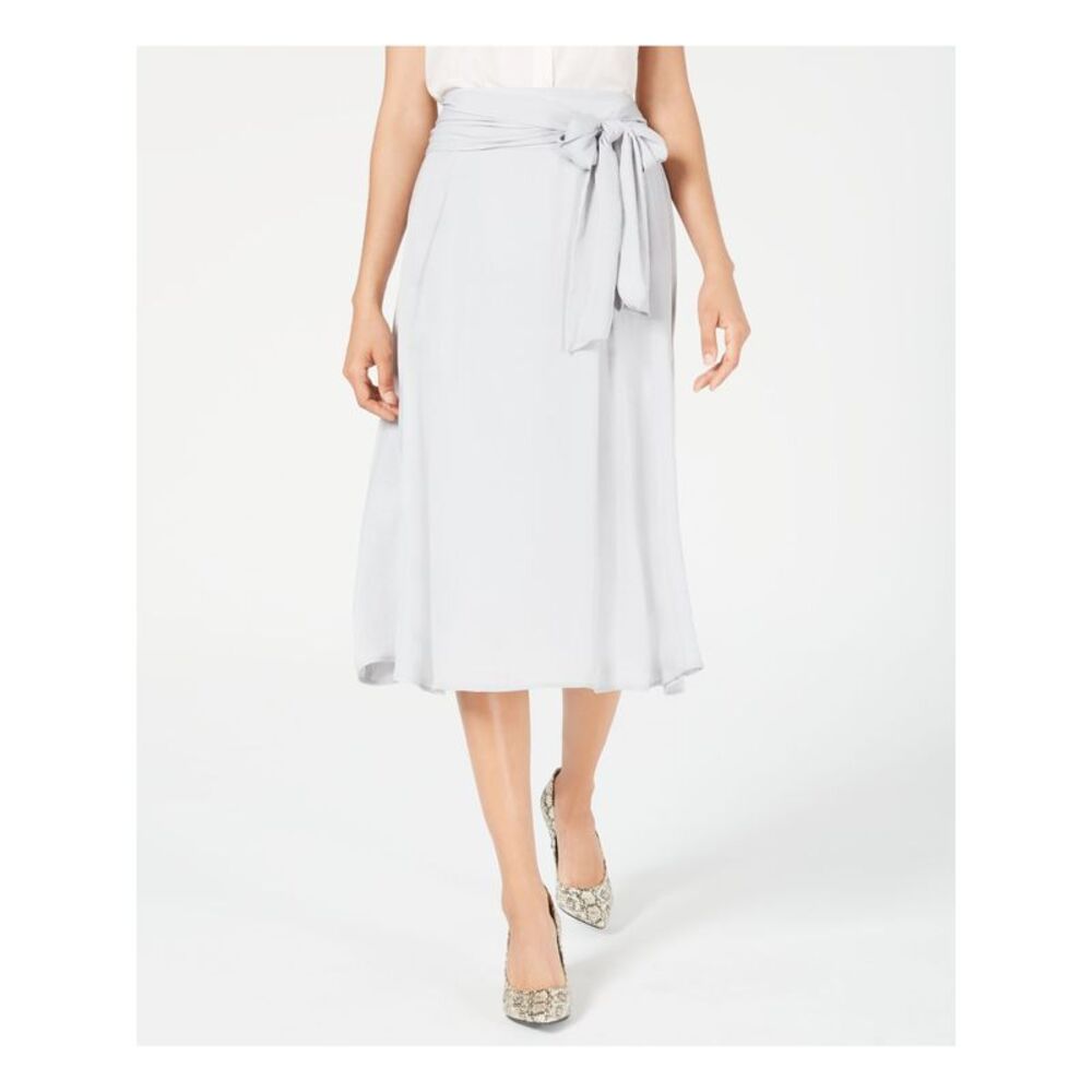 ALFANI Womens Gray Side Tie Below The Knee Paneled Skirt Size: L - Picture 1 of 1